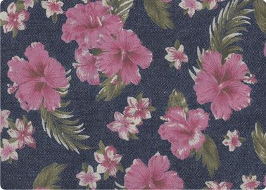 Indah Flower Printed 100 Cotton Fabric Denim Mewah Fabric terbuka