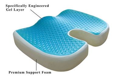 Memory Foam Cushion Gel-ditingkatkan Comfort Kursi OEM, Gel tulang ekor Kursi Cushion