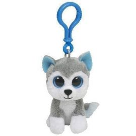 Husky Dog Plush Stuffed Animal Toy Keychain, abu / putih / nasi putih