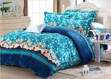 titik dicetak bulu tidur set penutup super lembut dan hangat dengan warna dasar biru